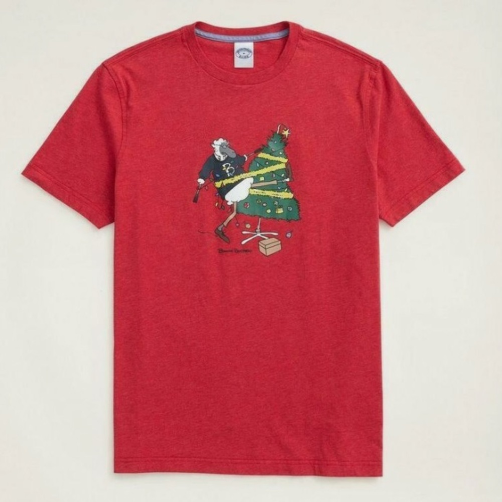 Brooks brothers Red Graphic T-Shirt with Christmas Design